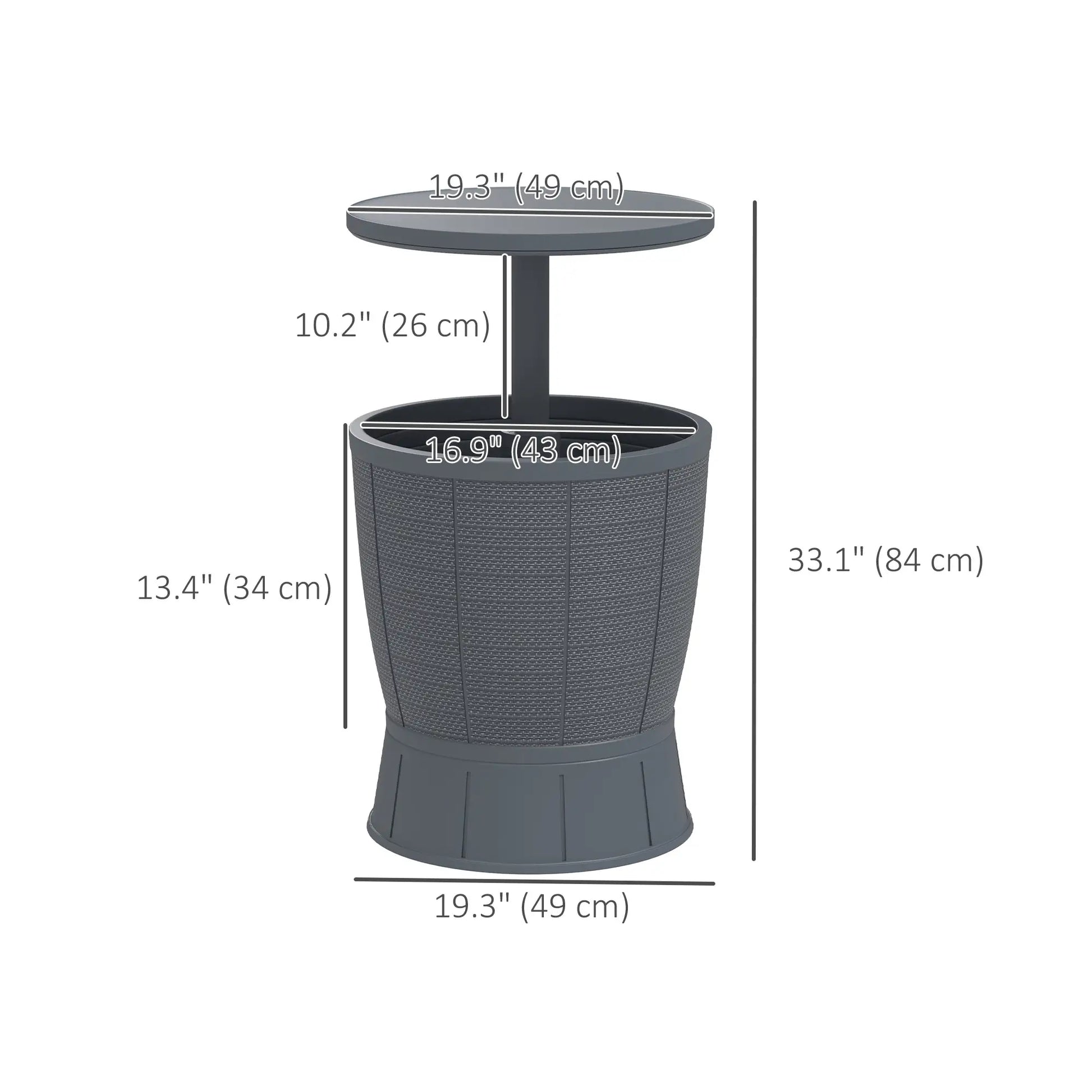 11 Gallon Patio Cooler Side Table, Adjustable Height, Drainage Plug, Grey Patio Side Tables at Gallery Canada