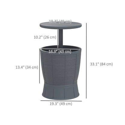 11 Gallon Patio Cooler Side Table, Adjustable Height, Drainage Plug, Grey Patio Side Tables at Gallery Canada