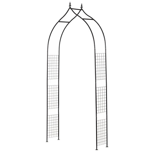8FT Metal Garden Arch, Decorative Arbor Trellis for Plants, Black