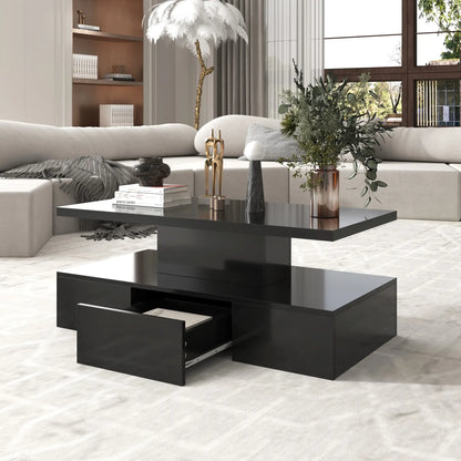 High-Gloss Coffee Table, Hidden Drawer, 39.5" L x 19.5" W x 15.5" H, Black Coffee Tables at Gallery Canada