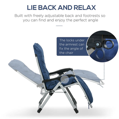 Folding Garden Chairs Set of 2, Reclining Zero Gravity, Dark Blue Lounger Chairs at Gallery Canada