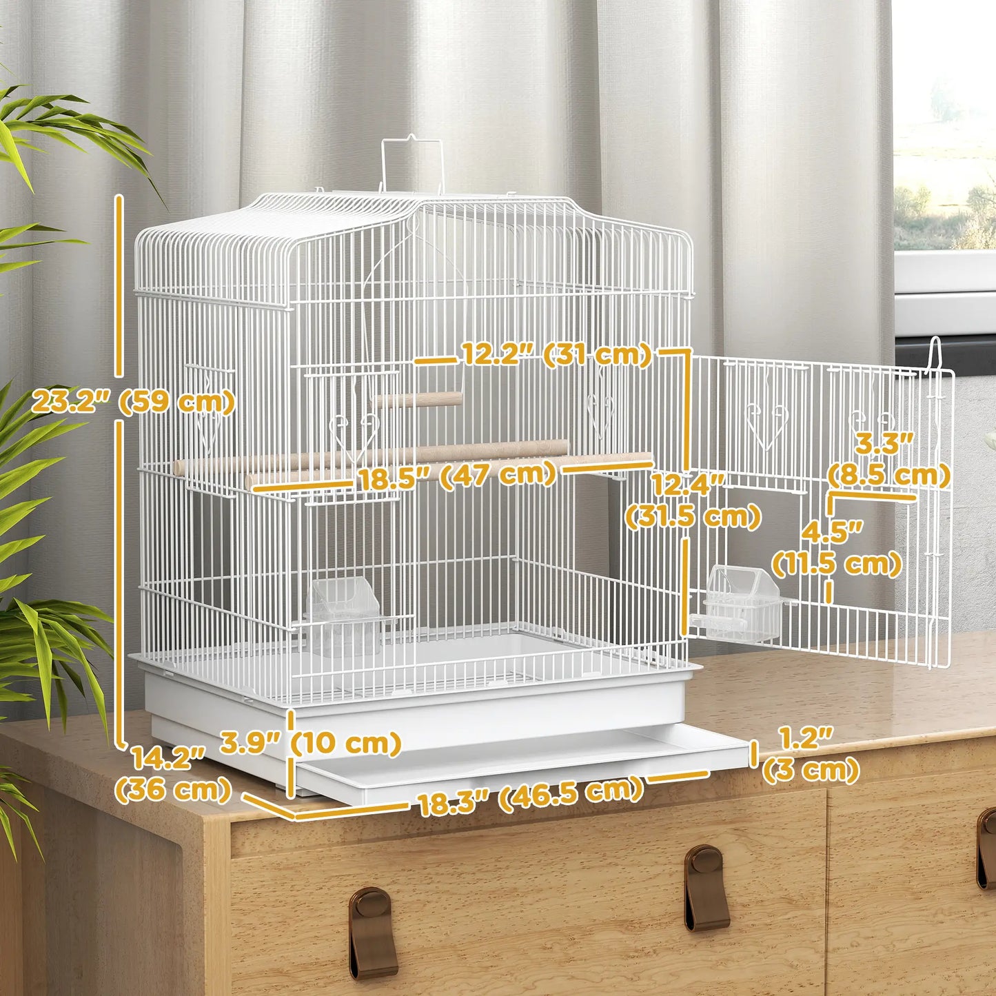 23" Bird Cage, Finches Canaries Parrot, White Bird Cages at Gallery Canada