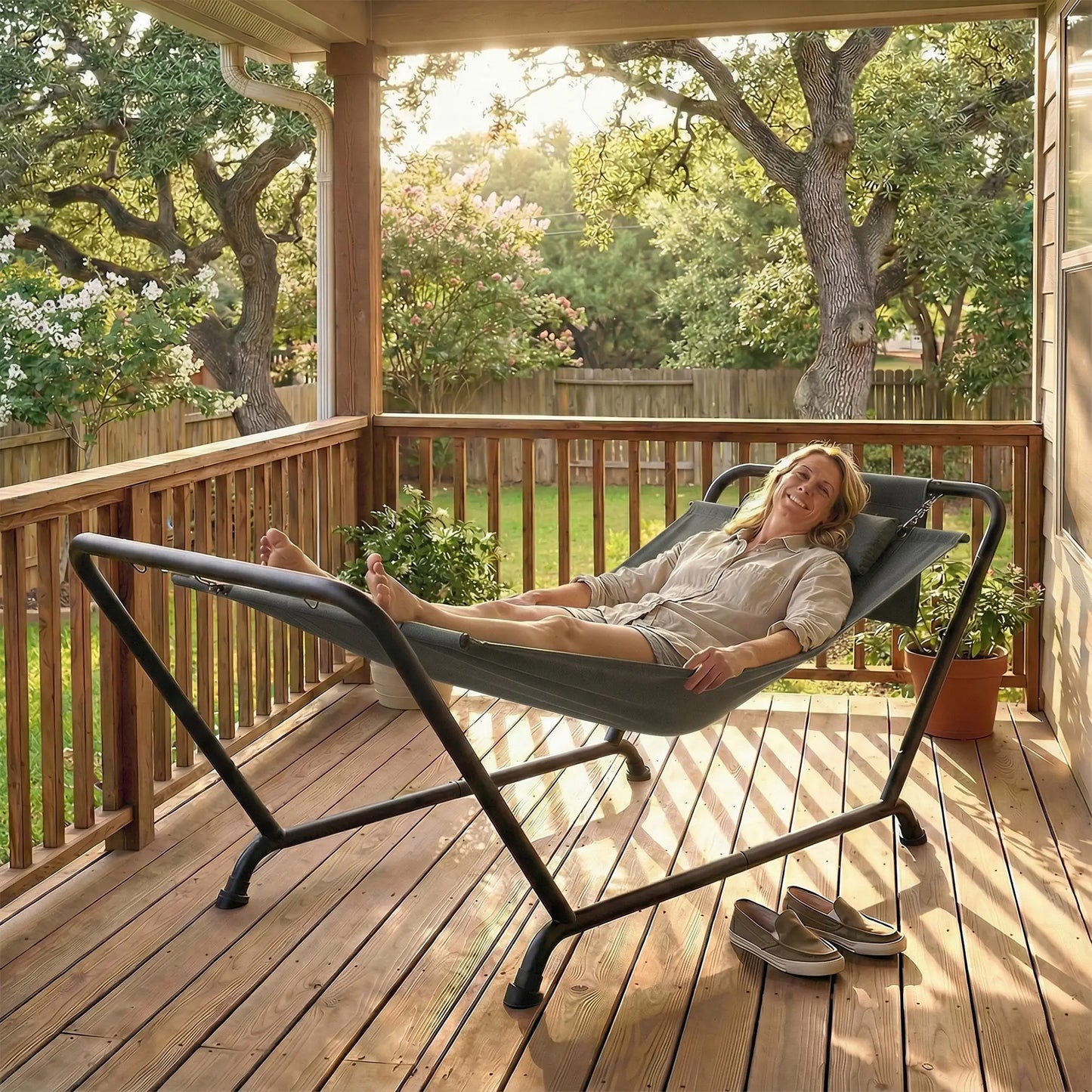 Heavy Duty Freestanding Outdoor Hammock, Dark Grey Hammocks with Stand at Gallery Canada