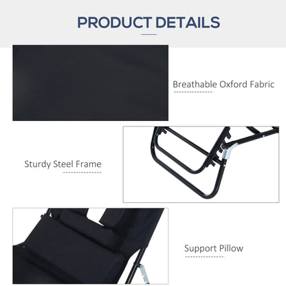 Adjustable Outdoor Lounge Chair, Folding Chaise with Face Hole, Black Lounger Chairs at Gallery Canada