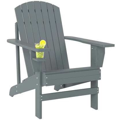 Classic Adirondack Chair, Garden Deck Chair with Cup Holder, Dark Grey Patio Chairs at Gallery Canada