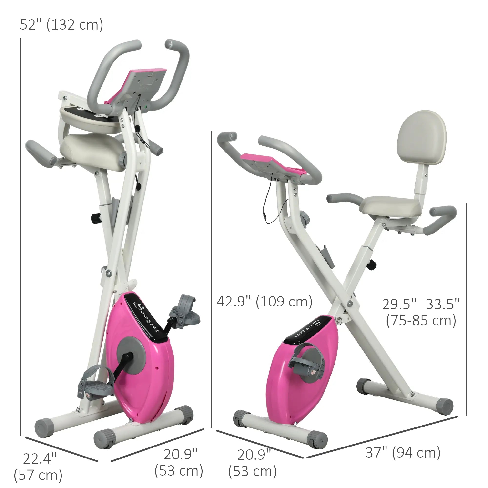 Foldable Magnetic Exercise Bike, 8 Level Resistance, Pink Exercise & Stationary Bikes at Gallery Canada