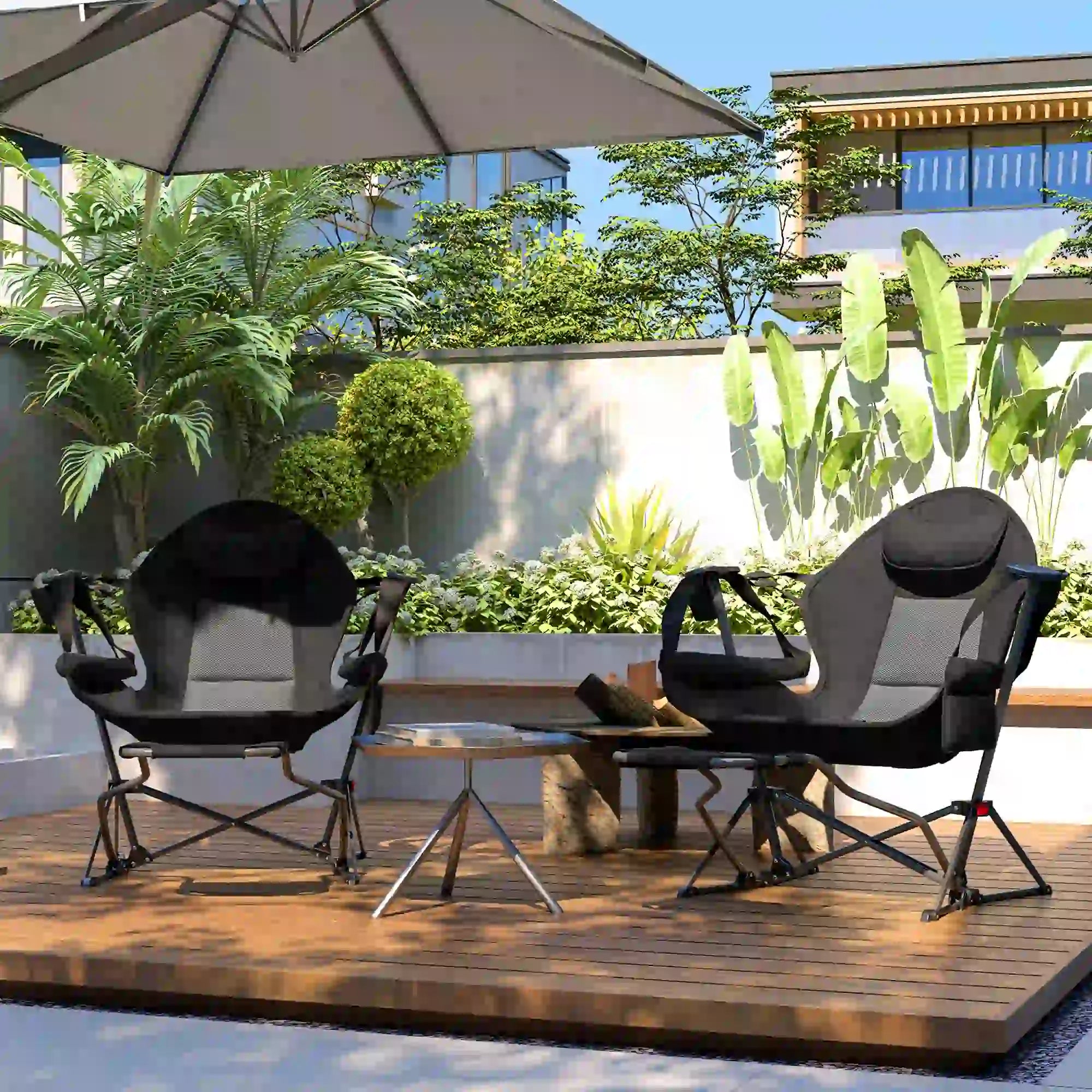 Hammock Camping Chair Set of 2, Adjustable Back Folding Swinging Hammock Chair with Cup Holder and Padded Seat Picnic Tables & Camping Chairs at Gallery Canada