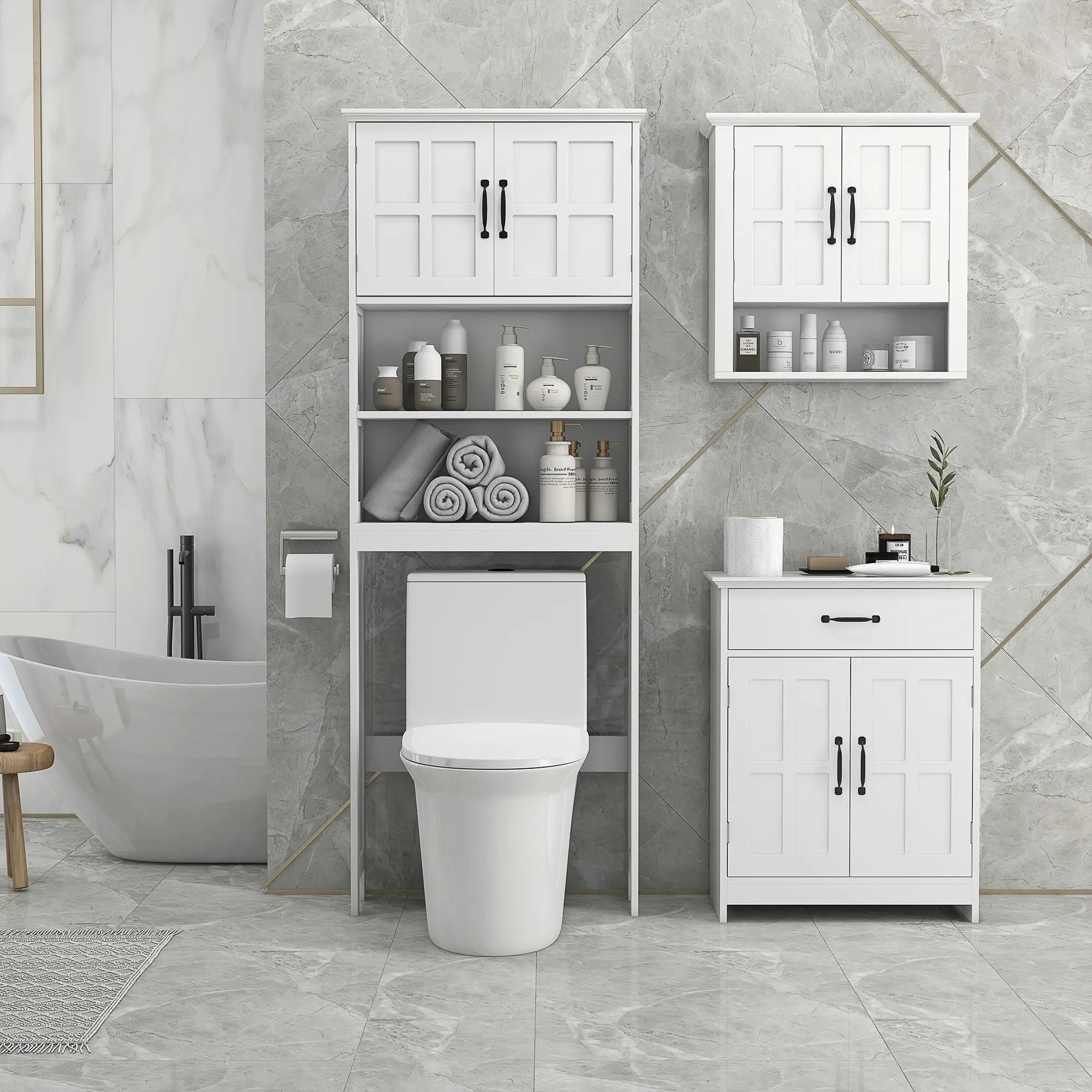 Bathroom Cabinet, 2 Doors, Adjustable Shelves, 23.6