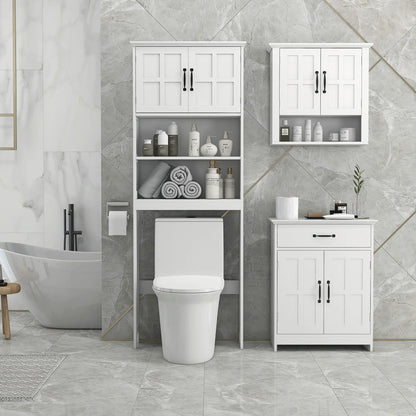 Bathroom Cabinet, 2 Doors, Adjustable Shelves, 23.6"x11.8"x29.5", White Bathroom Cabinets at Gallery Canada