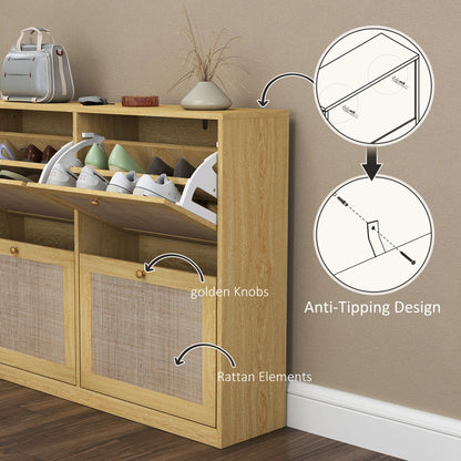 Narrow Shoe Storage Cabinet, 4 Flip Drawers, Adjustable Shelves, 20 Pairs, Oak Shoe Storage Cabinets & Racks at Gallery Canada
