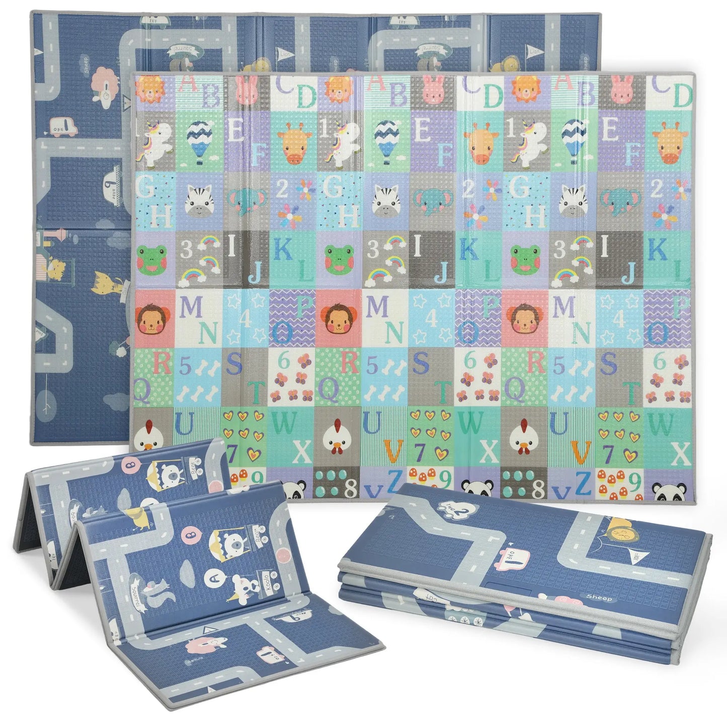 Foldable Baby Play Mat, 77" x 58", Alphabet Track Theme Kids Gym & Playmats at Gallery Canada