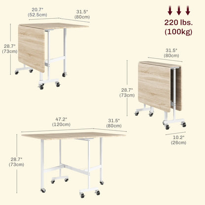 6-Seater Drop-Leaf Dining Table With Wheels, Oak Dining Tables at Gallery Canada