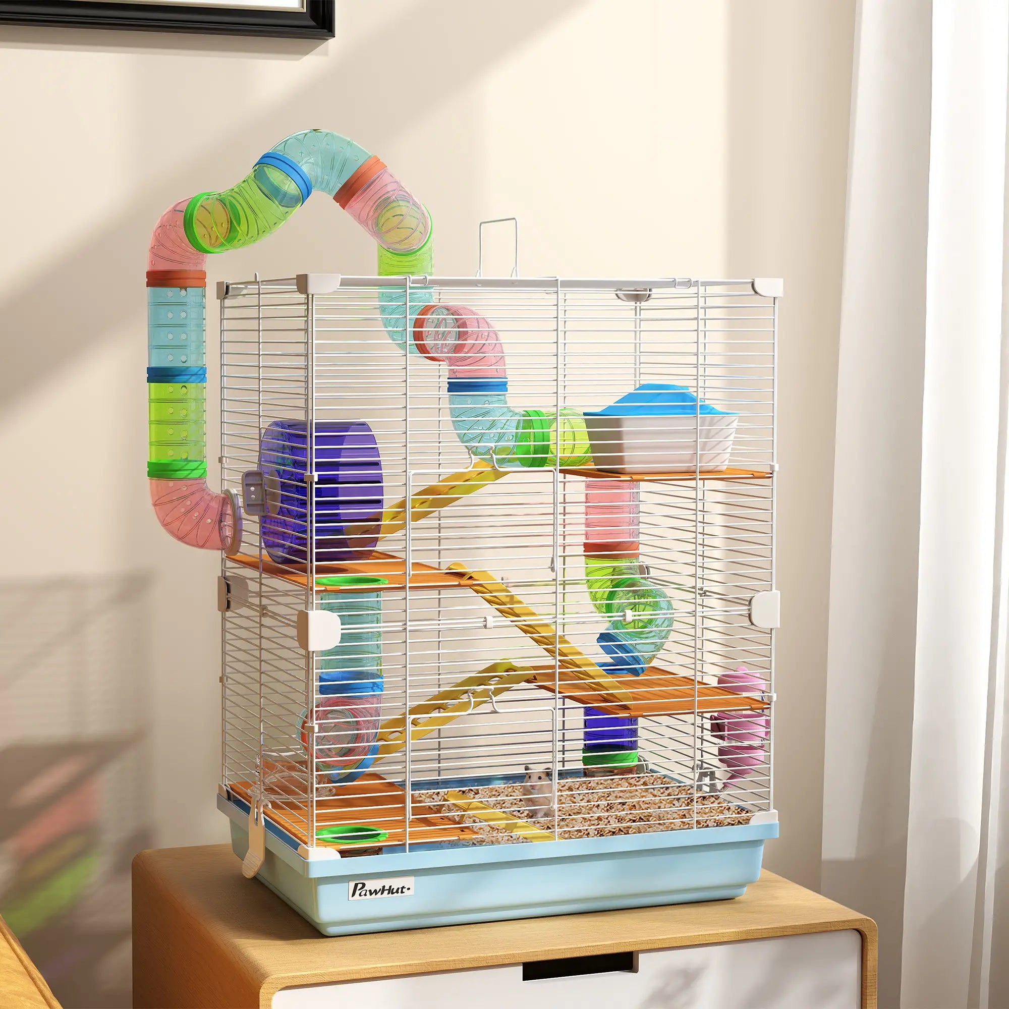 5-Tier Hamster Cage with Wheels, Tube, Water Bottle, Light Blue Hamster Cages at Gallery Canada