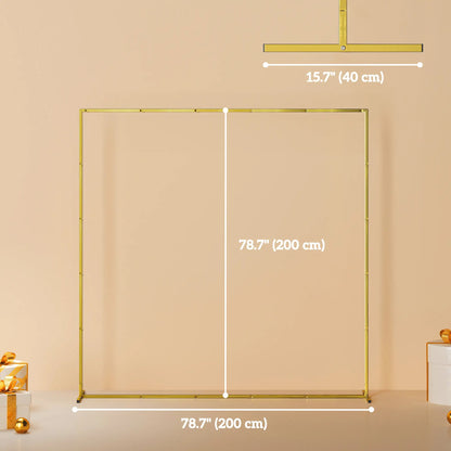 Square Wedding Arch, 6.6 FT Metal Frame With U-Shaped Stakes, Gold
