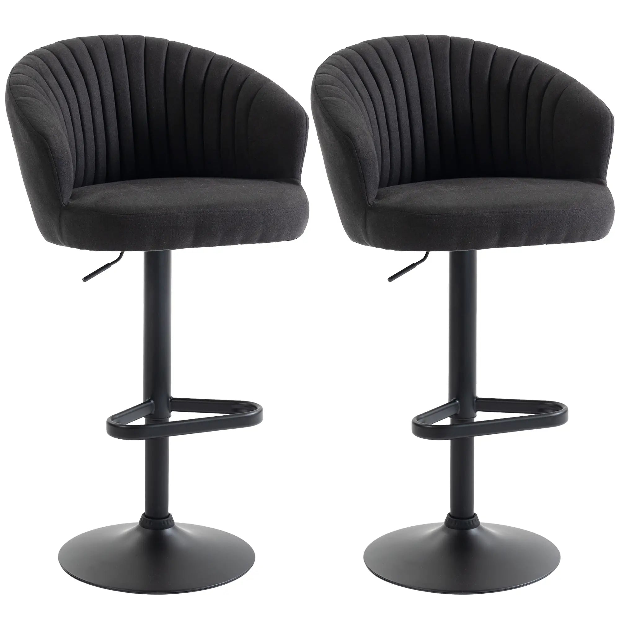 Adjustable Bar Stools Set of 2, Upholstered Kitchen Stools, Steel Frame, Black Bar Stools Black at Gallery Canada