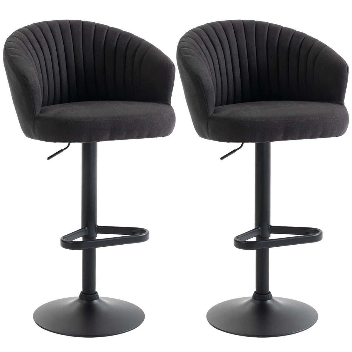 Adjustable Bar Stools Set of 2, Upholstered Kitchen Stools, Steel Frame, Black Bar Stools Black at Gallery Canada