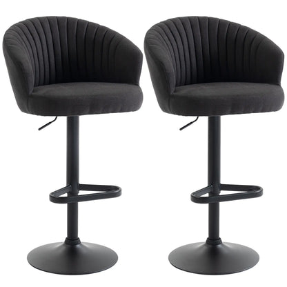Adjustable Bar Stools Set of 2, Upholstered Kitchen Stools, Steel Frame, Black Bar Stools Black at Gallery Canada