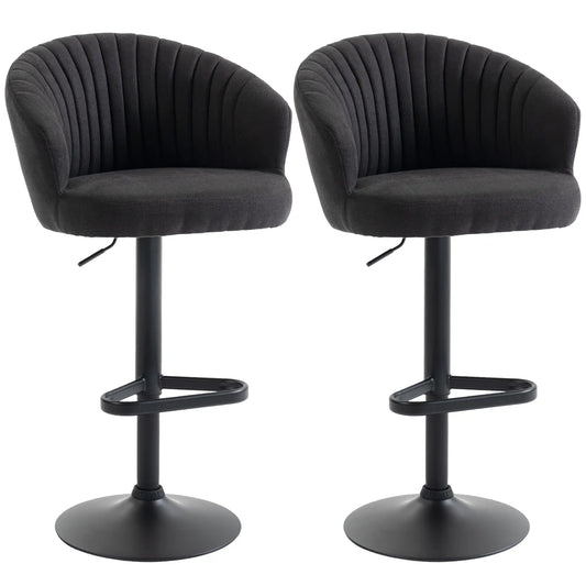 Adjustable Bar Stools Set of 2, Upholstered Kitchen Stools, Steel Frame, Black Bar Stools Black at Gallery Canada