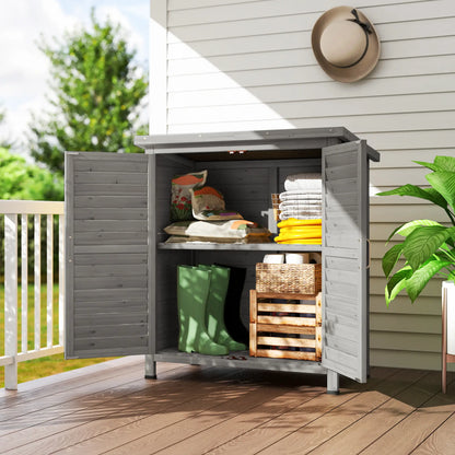 Wooden Garden Storage Shed, 2 Door, 34" x 18" x 38", Grey Sheds at Gallery Canada