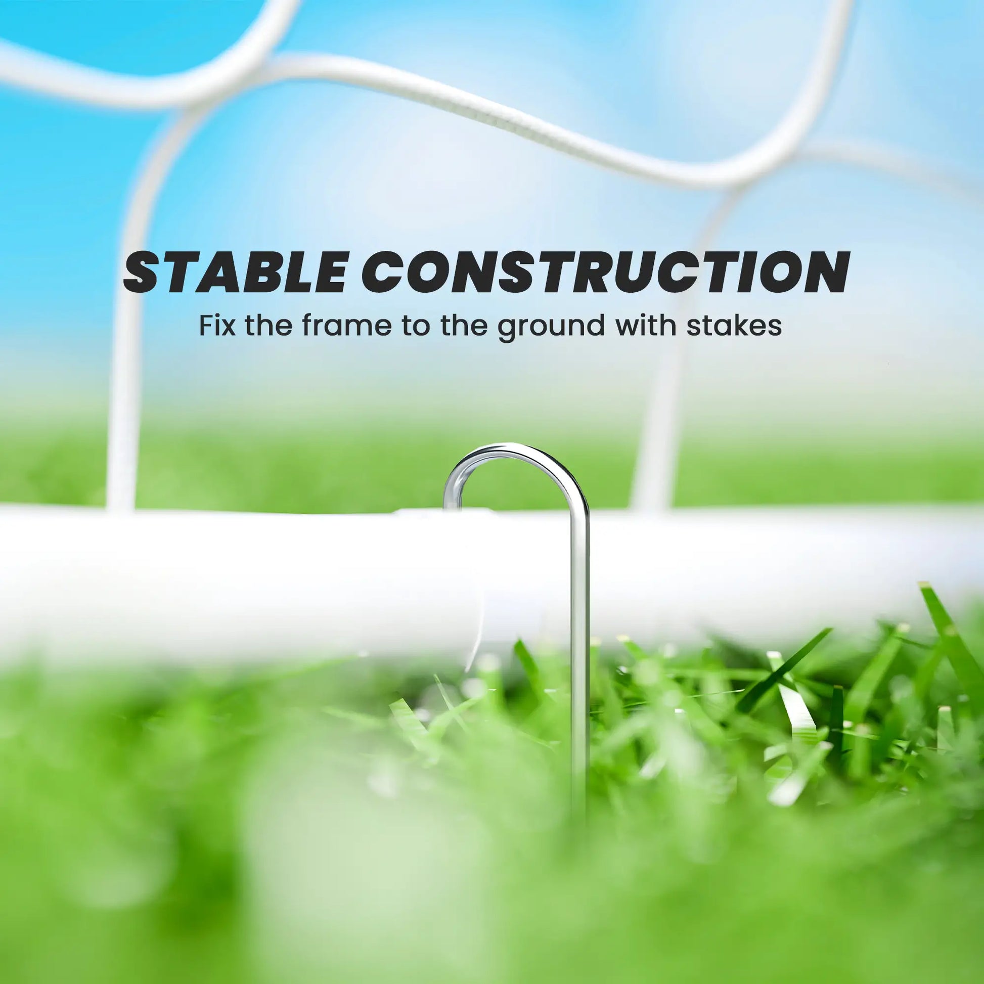 6ft x 4ft Soccer Goal Net, Metal Frame, PE Mesh, Ground Stakes, White Football at Gallery Canada