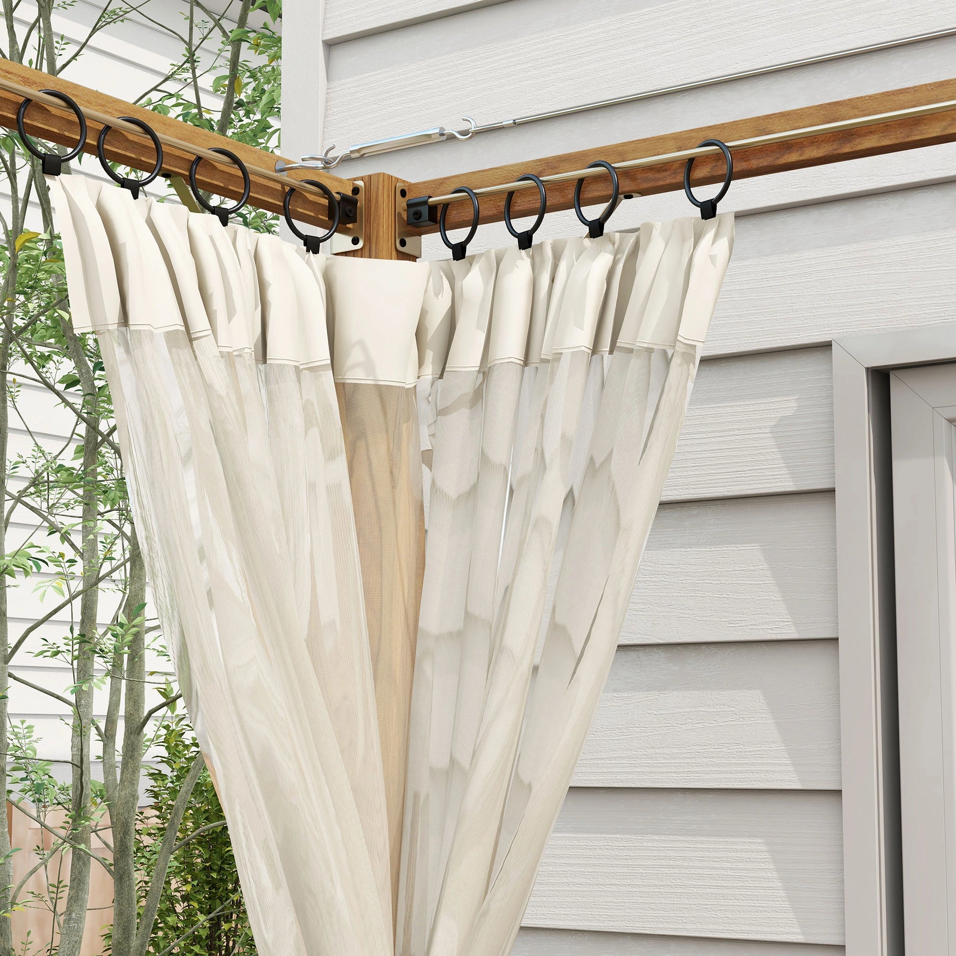 10 x 10 ft Retractable Pergola, Garden Gazebo with Netting, Natural Pergolas at Gallery Canada