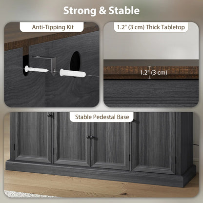 Farmhouse Sideboard with Charging Station, 58 Inch Buffet Cabinet, 2 Soft Close Drawers, Black Storage Cabinets at Gallery Canada