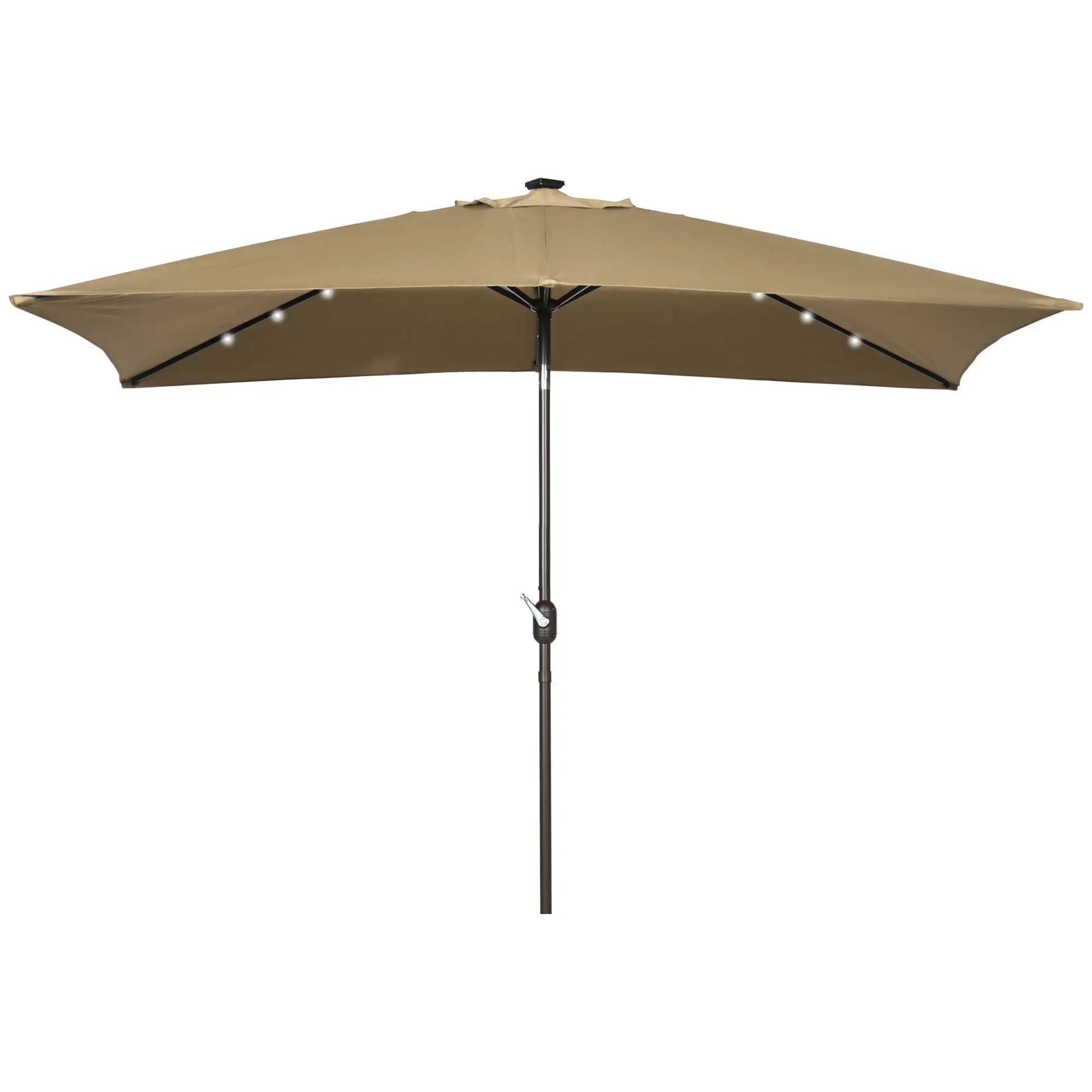 6.5x10ft Rectangle Solar Tilt Umbrella, Aluminum, Light Coffee Sun Umbrellas at Gallery Canada