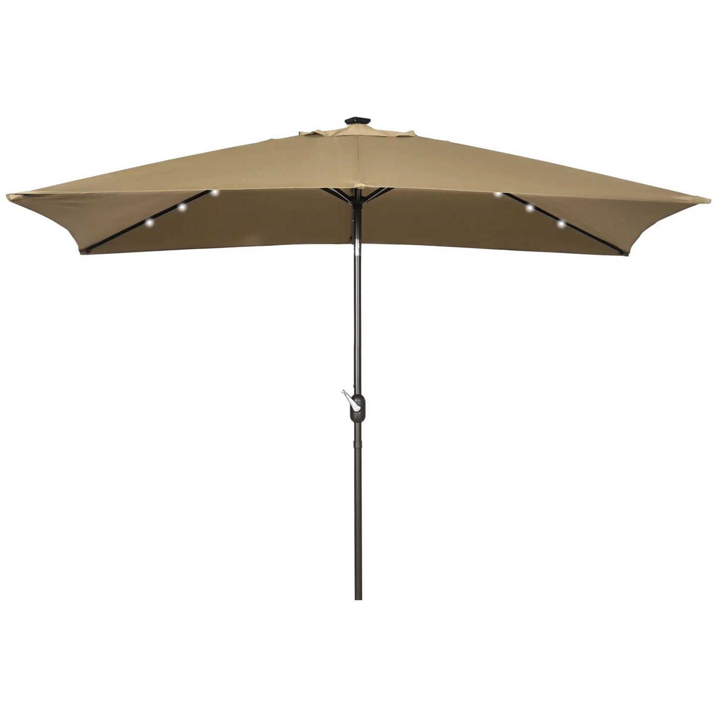 6.5x10ft Rectangle Solar Tilt Umbrella, Aluminum, Light Coffee Sun Umbrellas at Gallery Canada