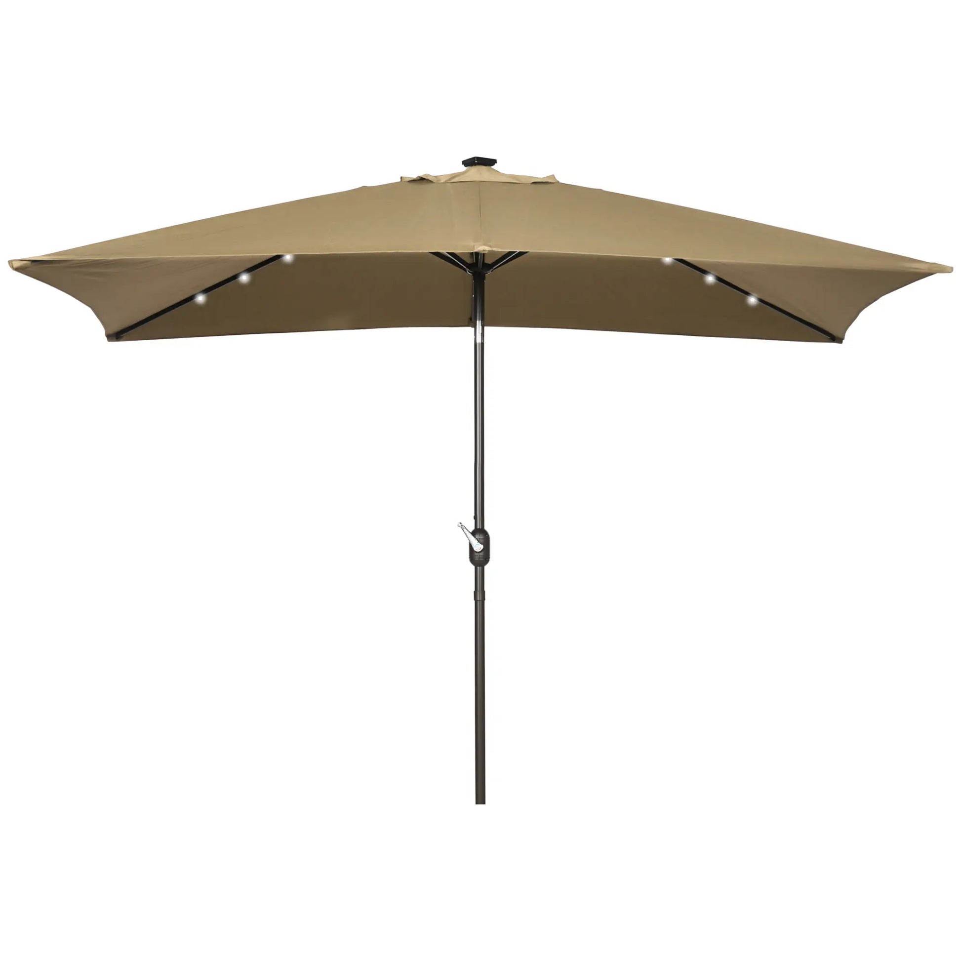 6.5x10ft Rectangle Solar Tilt Umbrella, Aluminum, Light Coffee Sun Umbrellas at Gallery Canada