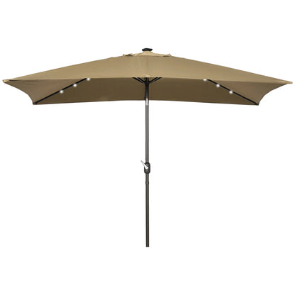 6.5x10ft Rectangle Solar Tilt Umbrella, Aluminum, Light Coffee Sun Umbrellas at Gallery Canada