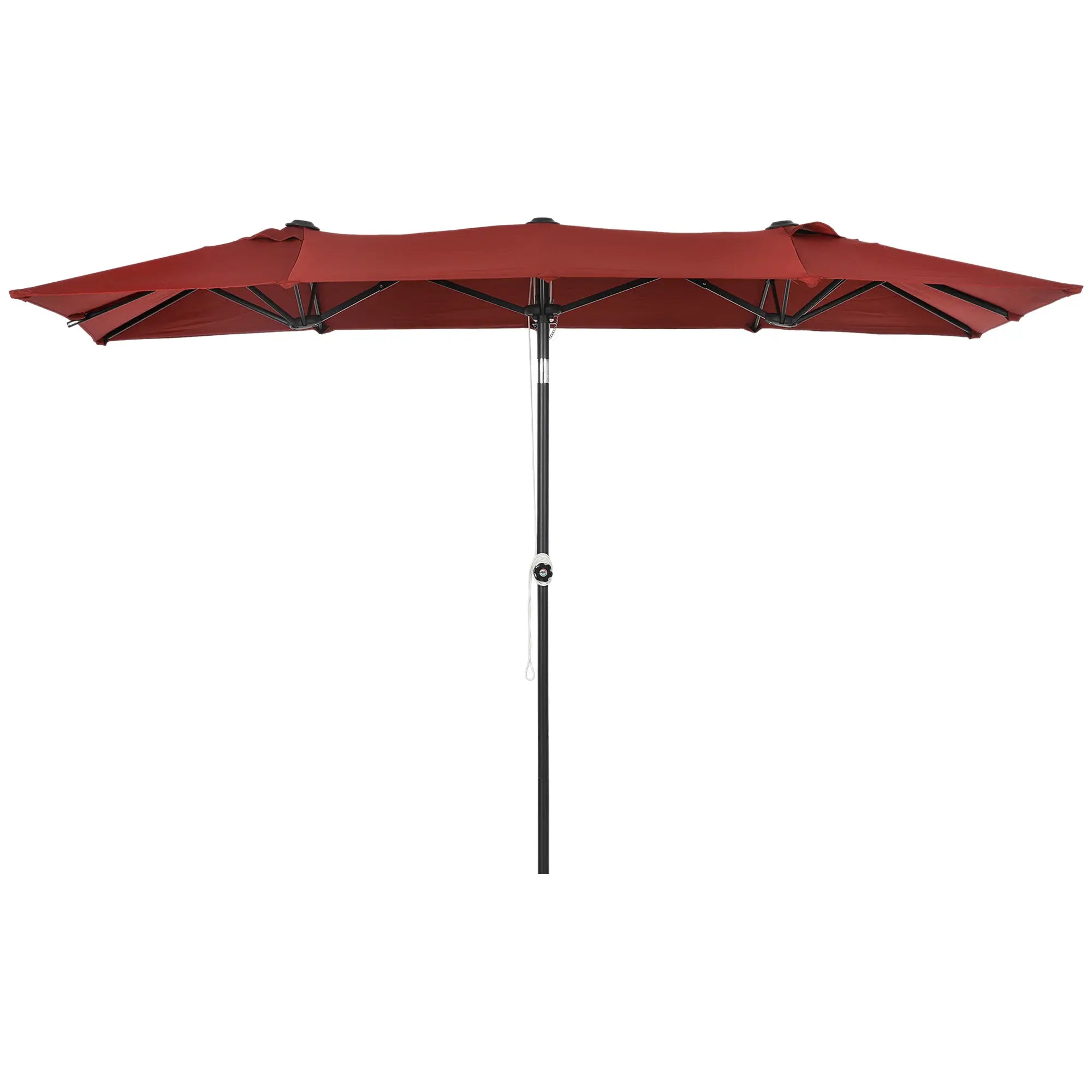 Double-Sided Patio Umbrella with Tilt, Adjustable Height, 12 Ribs, Wine Red Sun Umbrellas at Gallery Canada