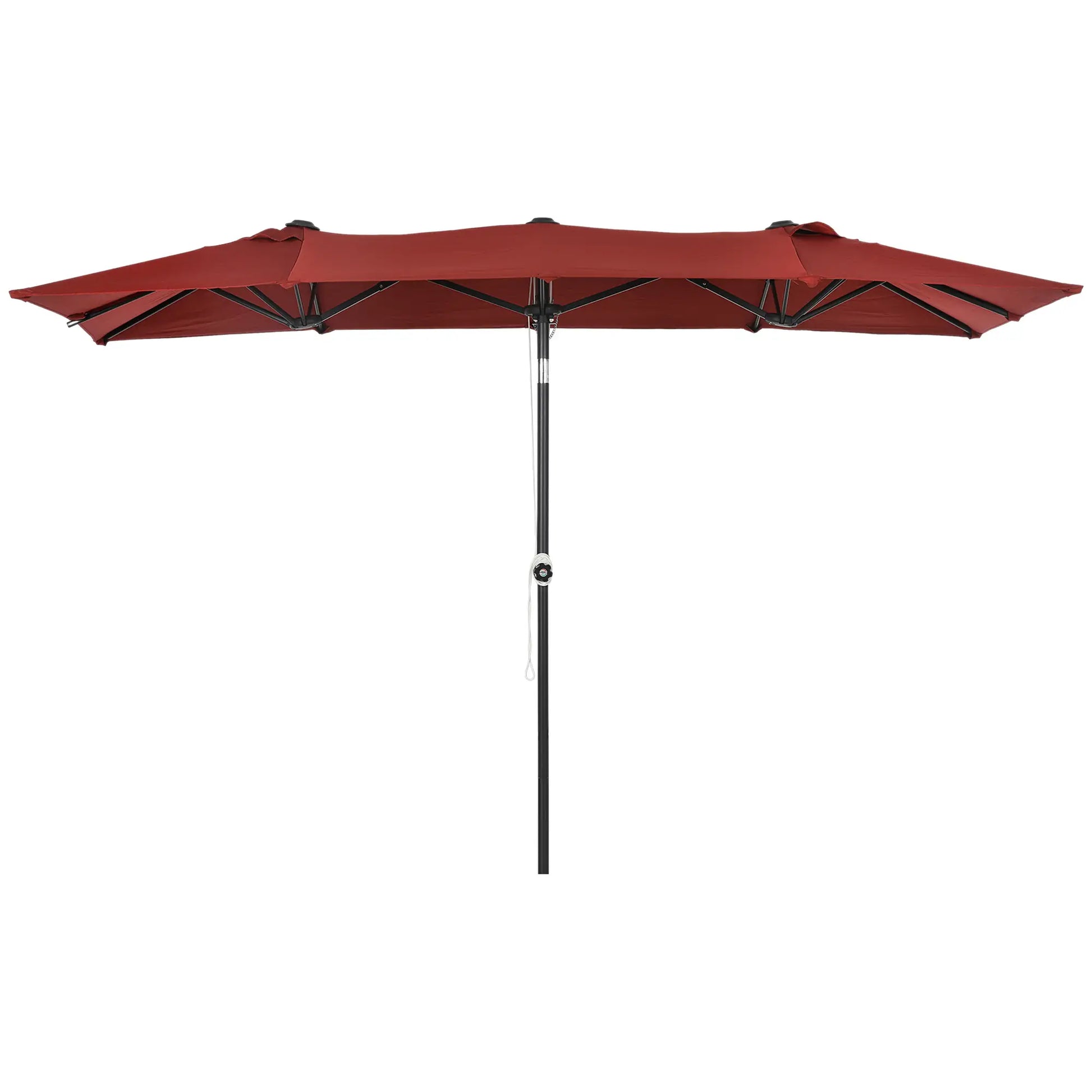 Double-Sided Patio Umbrella with Tilt, Adjustable Height, 12 Ribs, Wine Red Sun Umbrellas at Gallery Canada