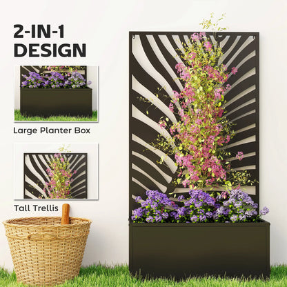Metal Garden Bed with Trellis for Climbing Plants, Freestanding Galvanized Planter Boxes at Gallery Canada