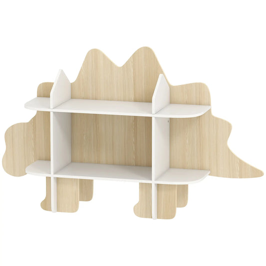 Dinosaur Kids Bookshelf, 2 Tier Bookcase, Natural Bookshelves & Bookcases Natural, White at Gallery Canada