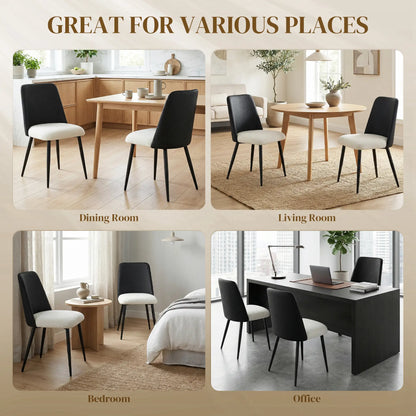 Upholstered Dining Chairs, Set Of 2, Steel Legs, Padded Seat, Black Dining Chairs at Gallery Canada