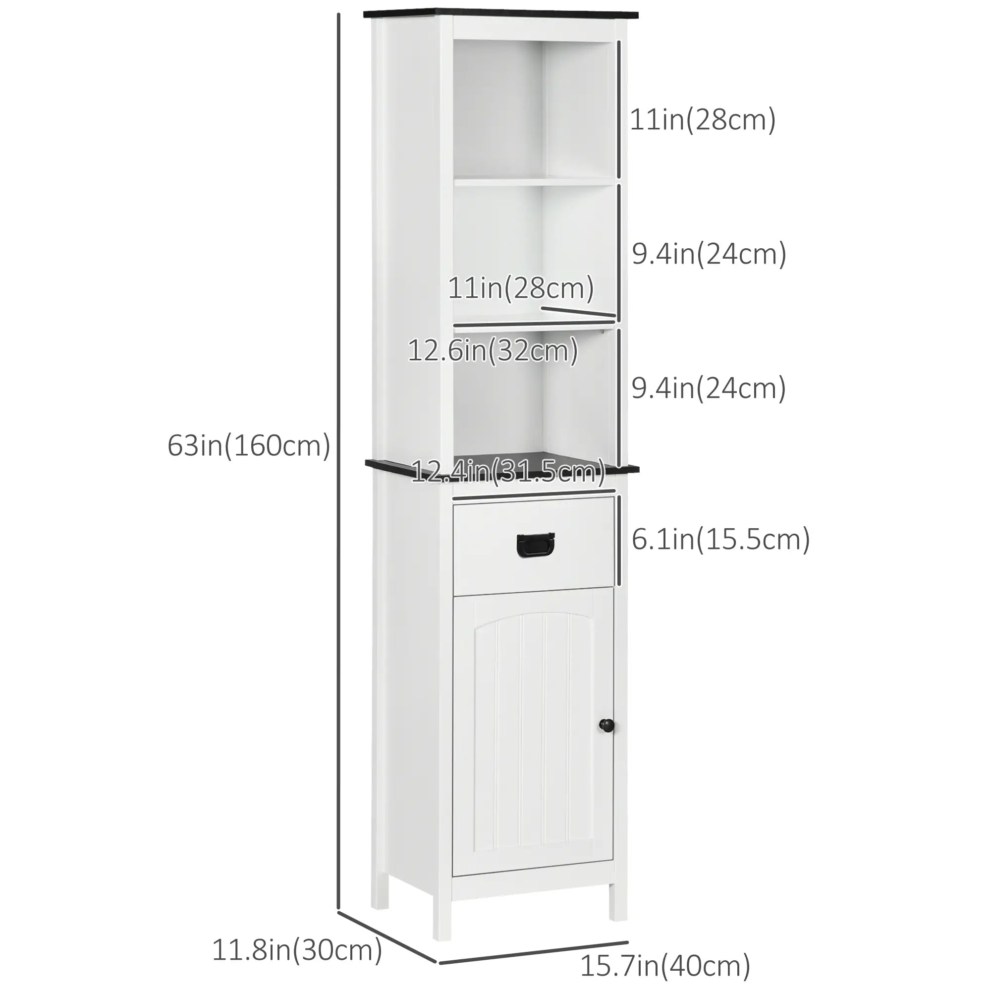 Tall Bathroom Storage Cabinet, Floor Standing with Drawer, Adjustable Shelf, White Bathroom Cabinets at Gallery Canada