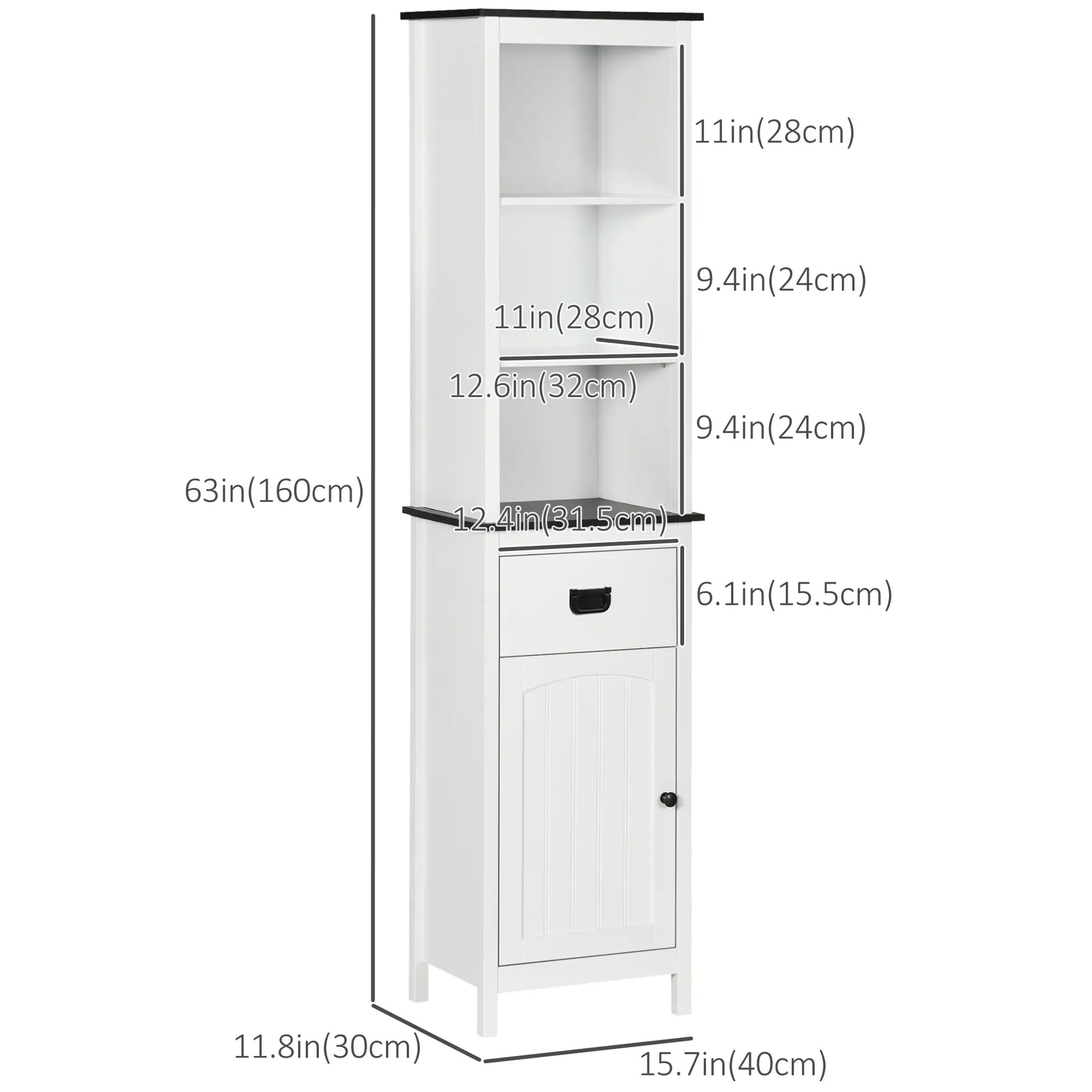 Tall Bathroom Storage Cabinet, Floor Standing with Drawer, Adjustable Shelf, White Bathroom Cabinets at Gallery Canada