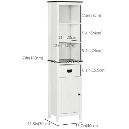 Tall Bathroom Storage Cabinet, Floor Standing with Drawer, Adjustable Shelf, White Bathroom Cabinets at Gallery Canada