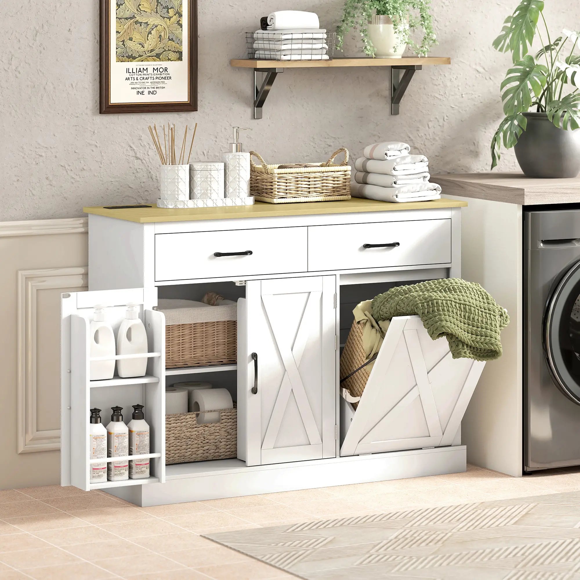 7 Gallon Tilt Out Garbage Cabinet, Kitchen Island With Charging Station, White Bar Cabinets at Gallery Canada
