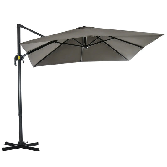 8' x 8' Square Patio Umbrella, 360° Rotation, Aluminum, Light Grey Cantilever Umbrellas Light Grey at Gallery Canada