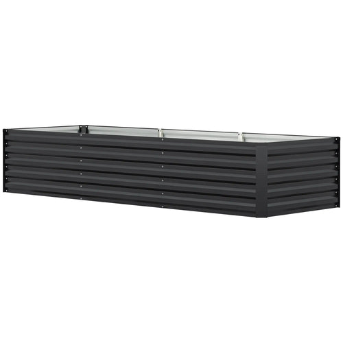 8x2.6x1.5ft Galvanized Raised Garden Bed, Outdoor Planter Box, Dark Grey