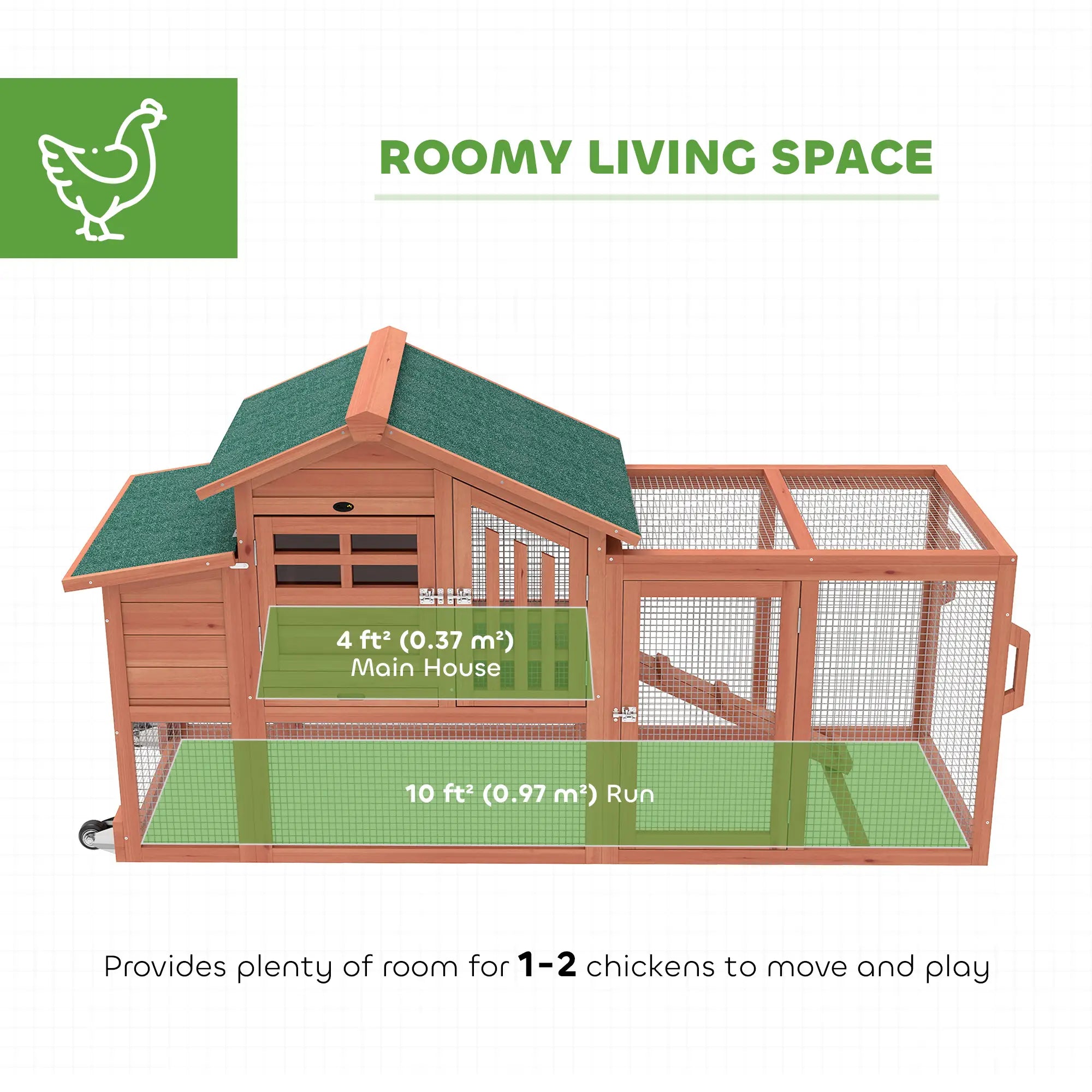 Mobile Wooden Chicken Coop With Run, Nesting Box, Pull-Out Tray, Orange Chicken Coops at Gallery Canada