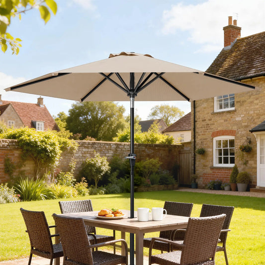Outdoor Sun Umbrella, 6 Ribs, Khaki Patio Umbrellas Khaki at Gallery Canada