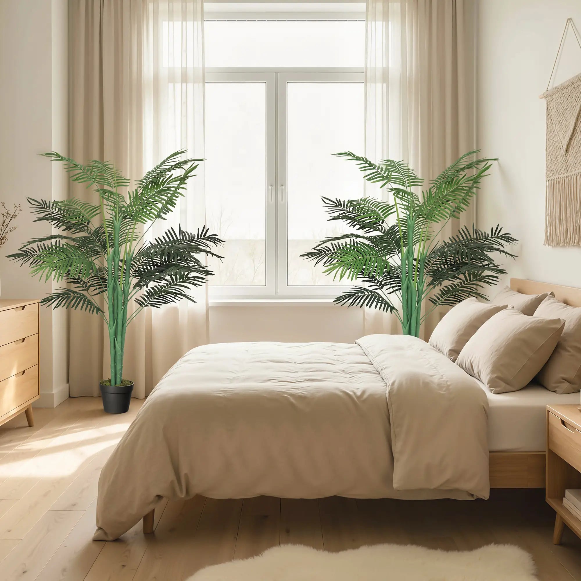 5FT Artificial Palm Tree Set, Fake Tropical Plant In Pot, Green Artificial Trees at Gallery Canada