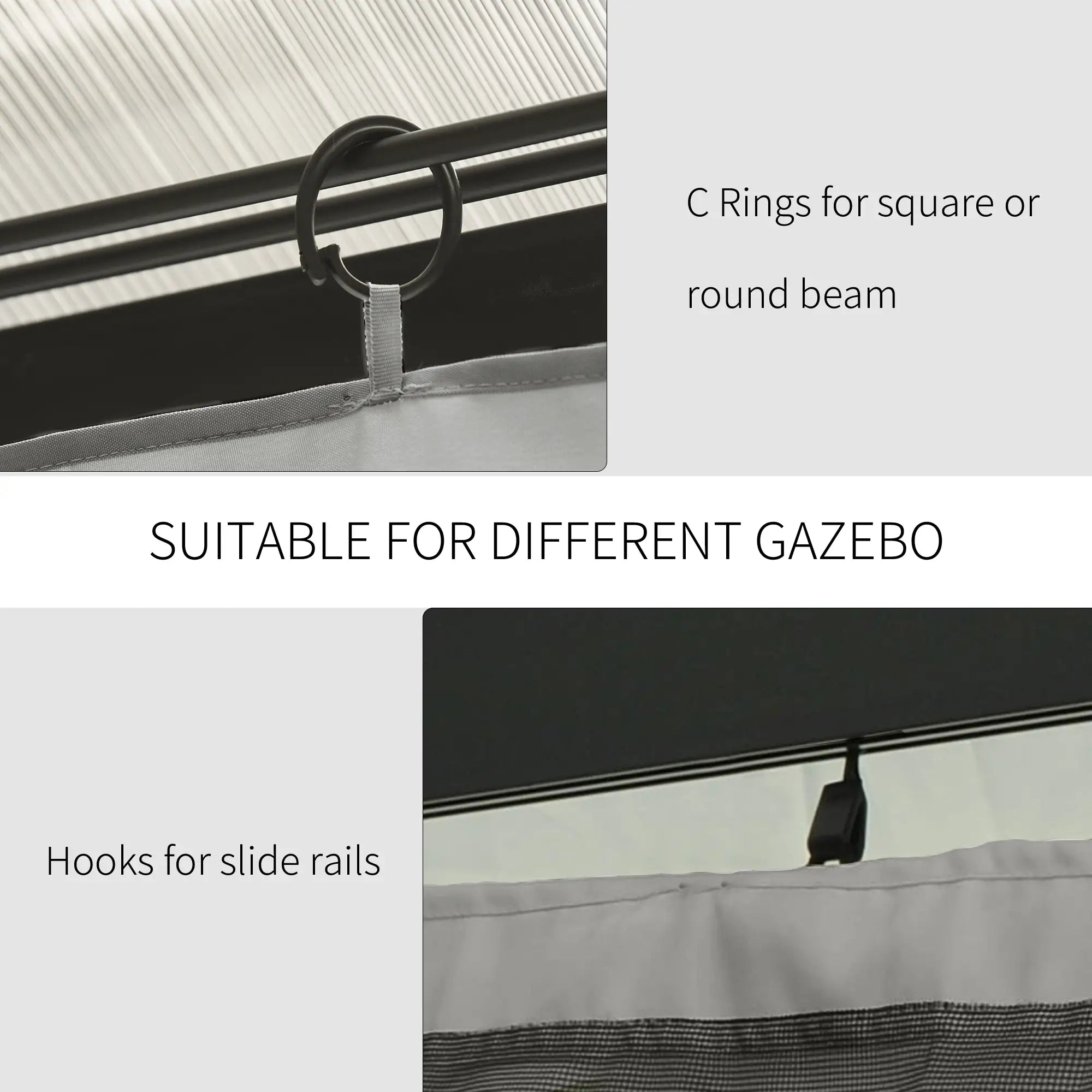 10' x 10' Gazebo Sidewall Set, 4 Panels, Light Grey Gazebo Sidewalls at Gallery Canada