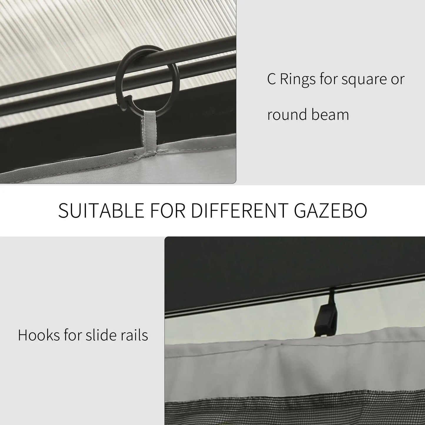 10' x 10' Gazebo Sidewall Set, 4 Panels, Light Grey Gazebo Sidewalls at Gallery Canada