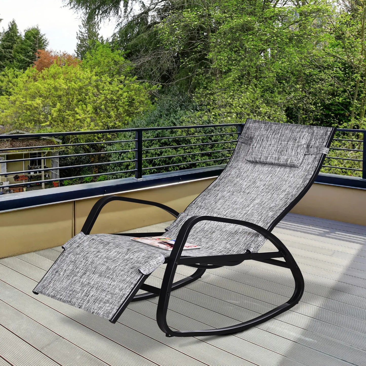 Adjustable Zero Gravity Rocking Lounge Chair, Outdoor Recliner w/ Pillow, Footrest Outdoor Rocking Chairs at Gallery Canada