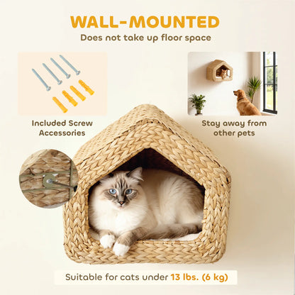 Cat Wall Shelf, Wall Mounted Cat House, Washable Cushion, Natural Cat Climbing Wall at Gallery Canada