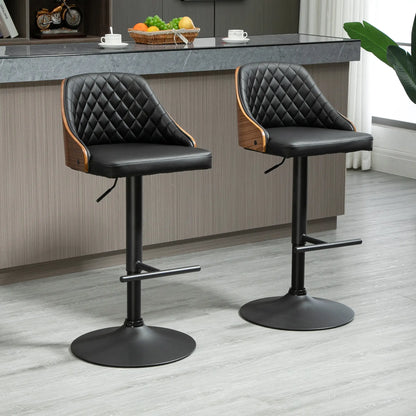 Modern PU Leather Bar Stools, Set of 2, Swivel, Adjustable Height, Black Bar Stools at Gallery Canada
