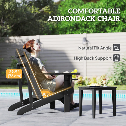 Classic Adirondack Chair, Garden Deck Chair with Cup Holder, Black Patio Chairs at Gallery Canada